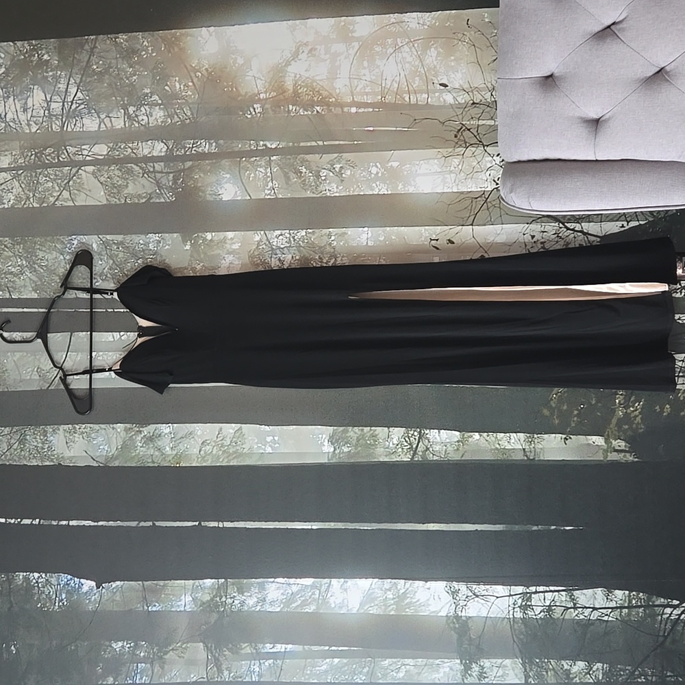 City Studio Black Plunging Neckline Dress With Slit